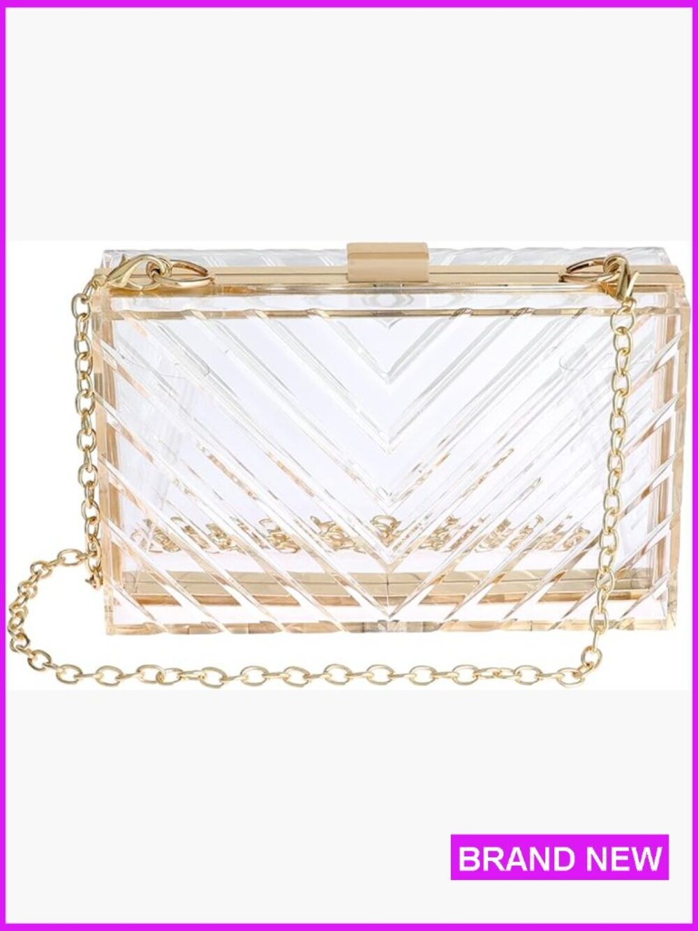 Clear Acrylic Clutch Purse Stadium Approved Crossbody Box Bag Evening Handbag